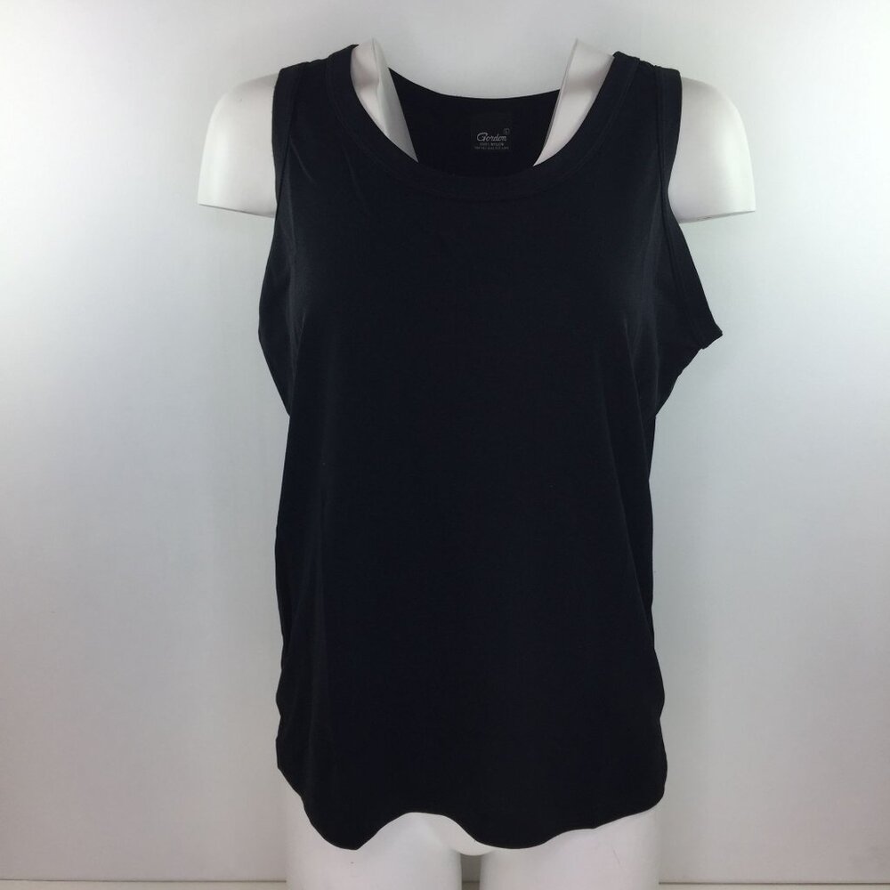 Vintage Womens Gordon Black Sleeveless Tank Top Shirt Summer Workout Size Large